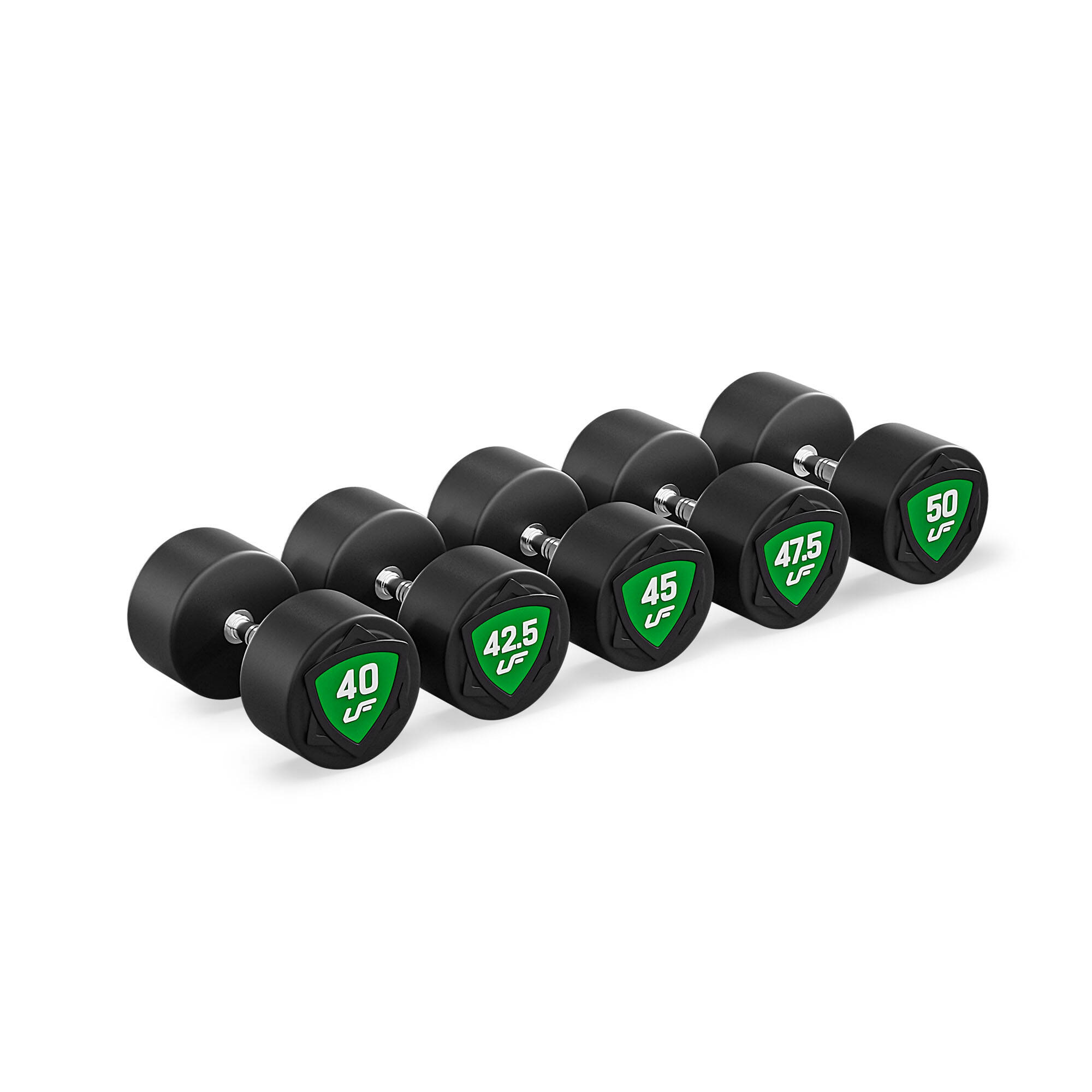 Zestaw hantli stałych poliuretanowych 40-50kg (skok co 2,5kg) 450 kg – UpForm