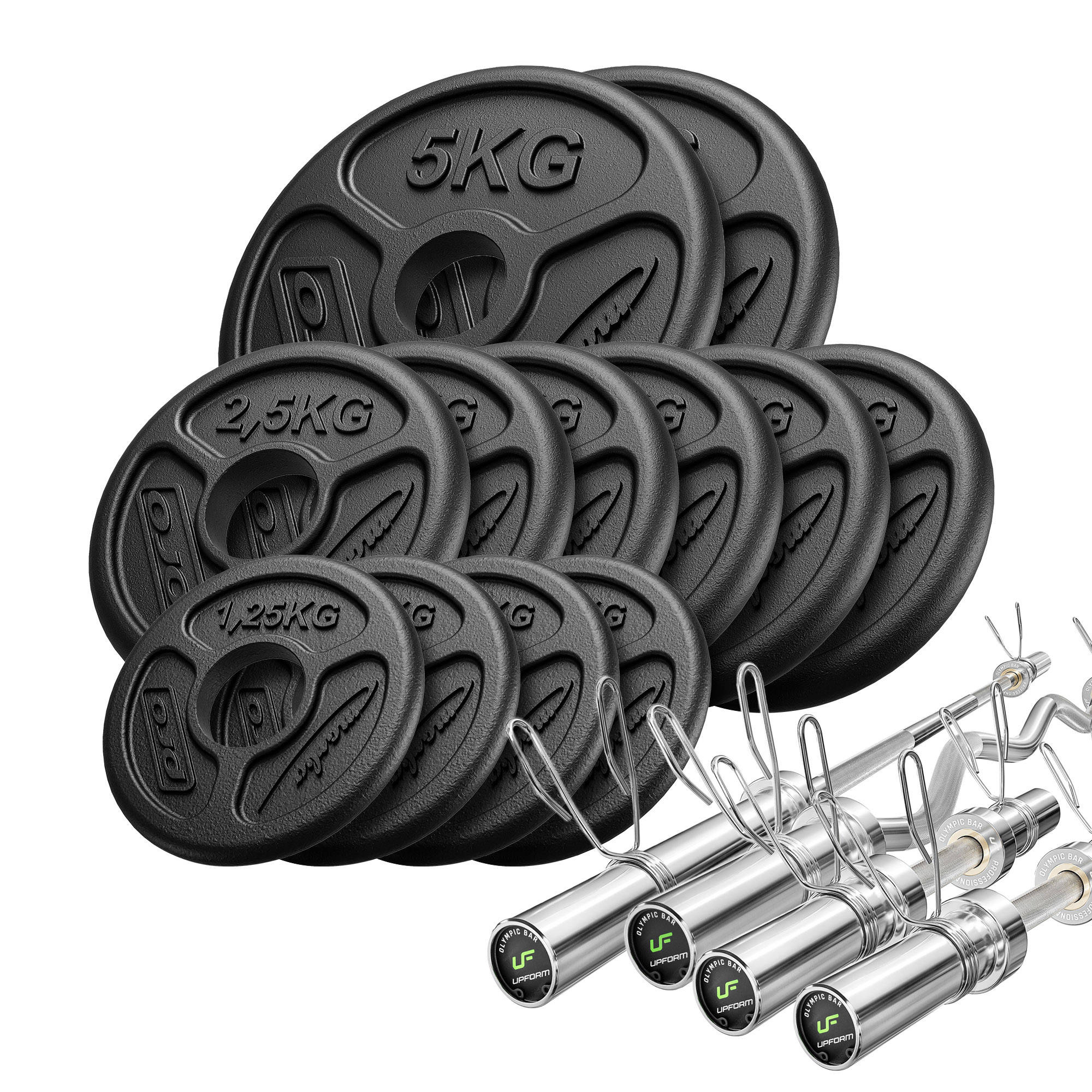 vidaXL Barra de Curl 60 kg Barra de Discos Set Completo de Pesas Musculación  : : Deportes y aire libre