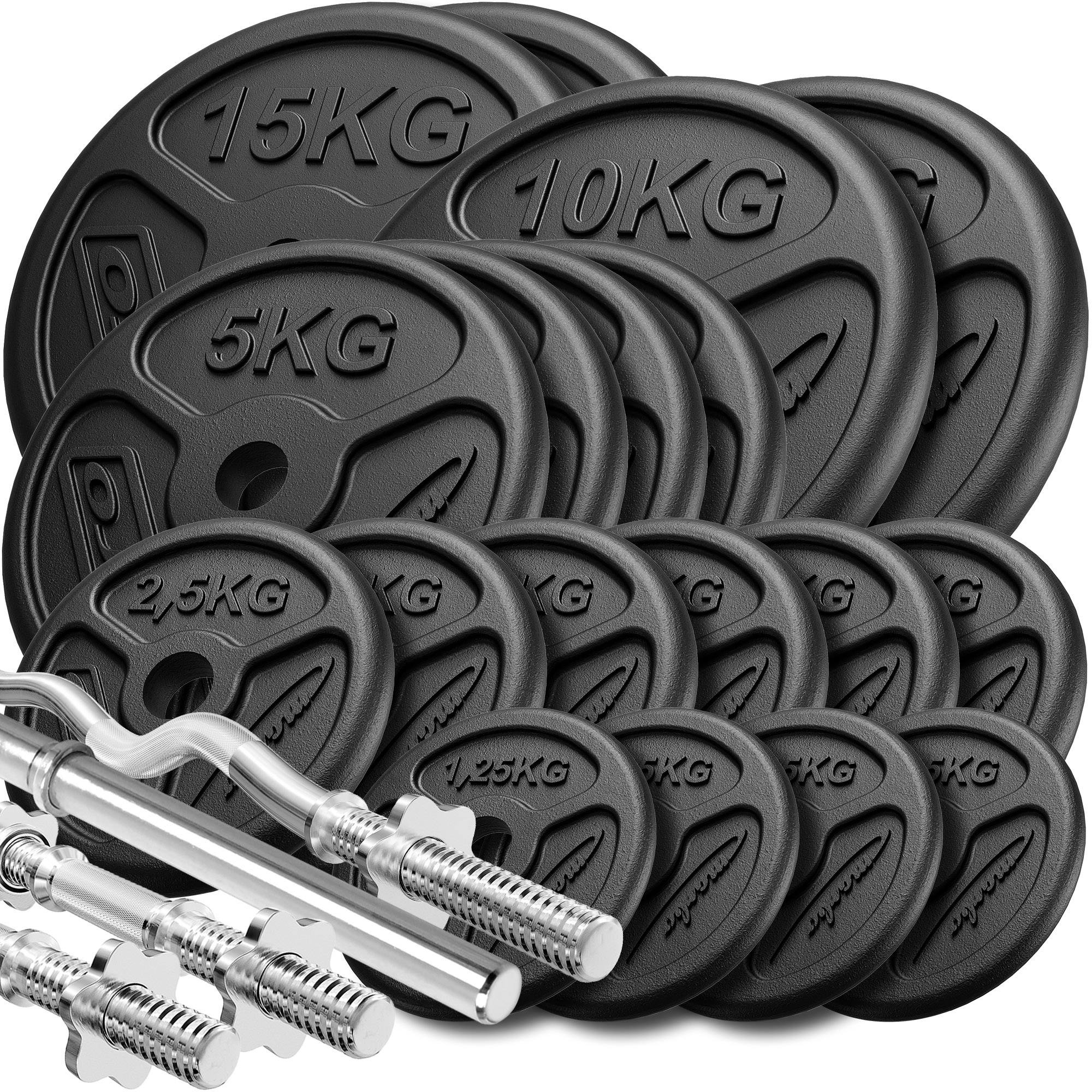 Kit de barres d'haltères renforcées et de disques pour la musculation de  113 kg 113 kg