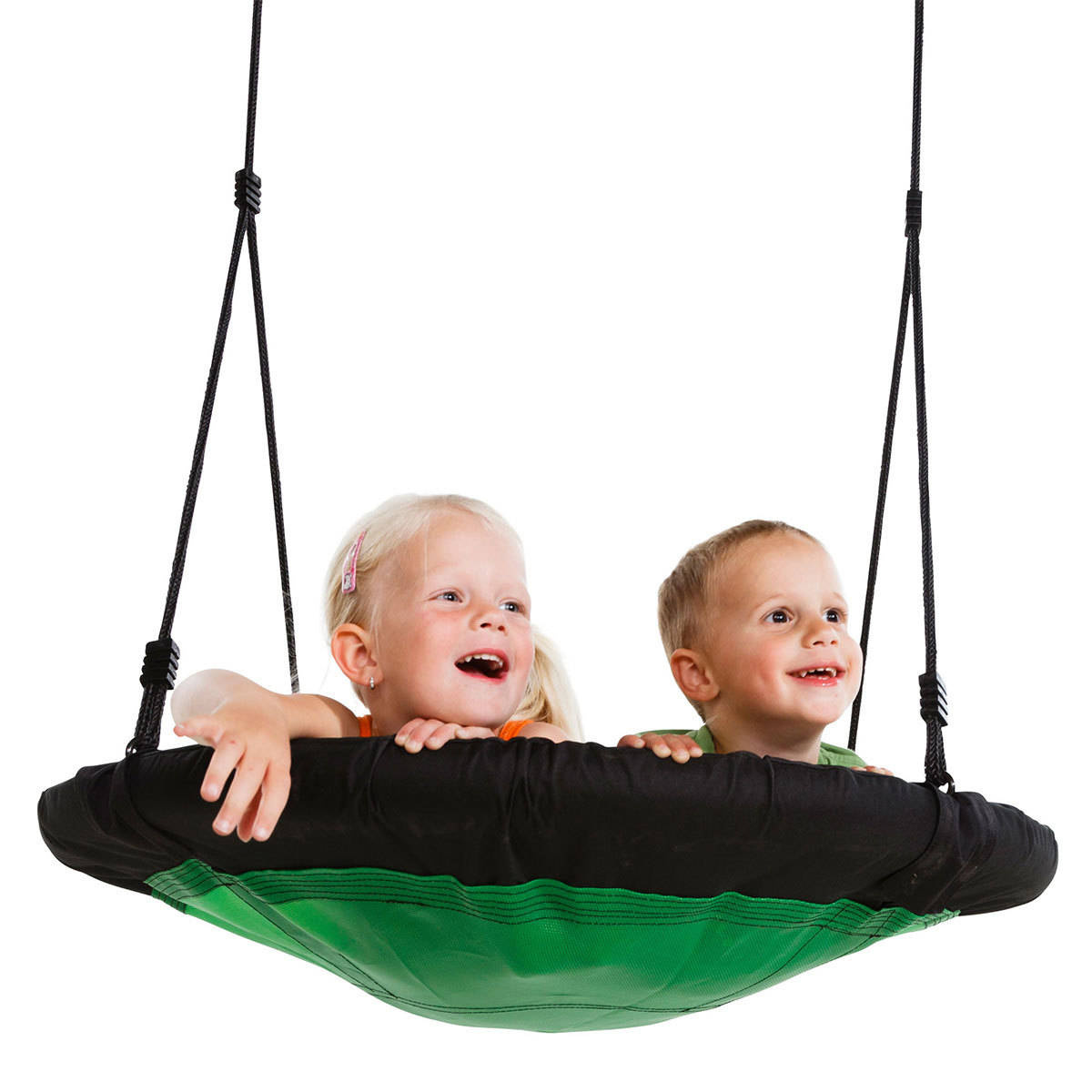 Huśtawka wisząca bocianie gniazdo Ø98 cm - zielono-czarna