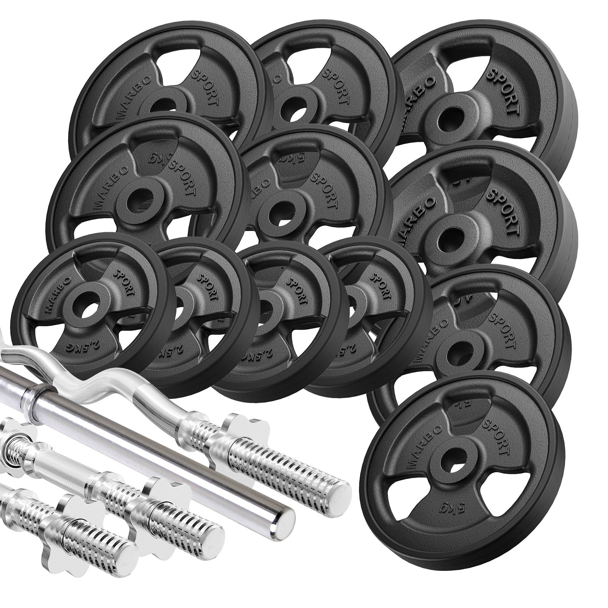 Kit de barres d'haltères renforcées et de disques caoutchoutés pour la  musculation de 83 kg 83 kg