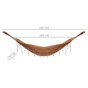 Dwuosobowy hamak ogrodowy z frędzlami w stylu boho brązowy