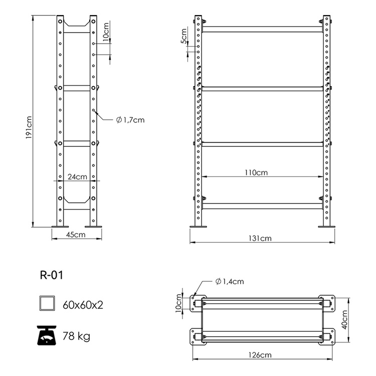 Regał modułowy na akcesoria treningowe COMPACT R-01 - UpForm