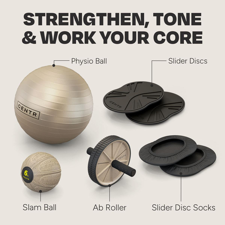 Zestaw Centr Core Kit - piłka, slamball, ab roller, slider disc (CAK)