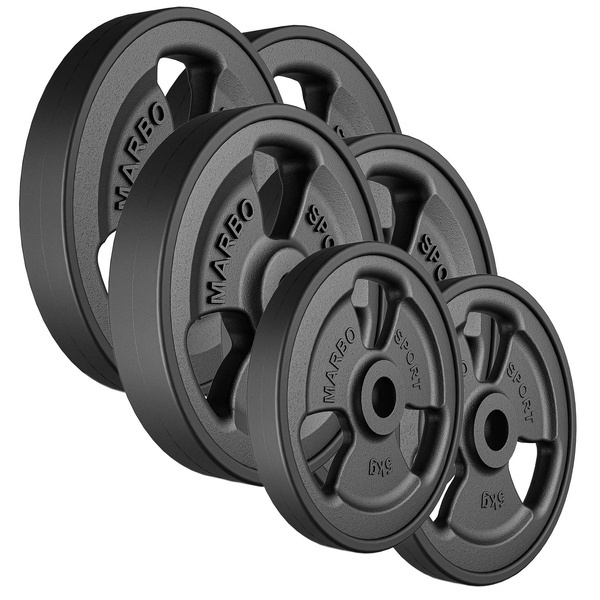Zestaw obciążeń gumowanych 60kg / 2 x 15 kg + 2 x 10 kg + 2 x 5 kg - Marbo Sport