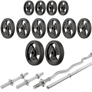 Zestaw MH19_111KG_KIER_G | Ławka regulowana + stojaki regulowane + zestaw gryfów i obciążeń gumowanych - Marbo Sport