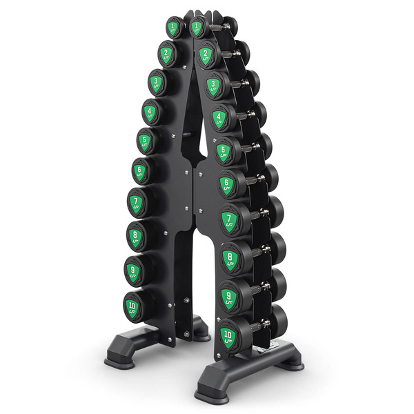 Zestaw hantli stałych poliuretanowych 1-10kg (skok co 1 kg) 110 kg  ze stojakiem UR-S005 - UpForm