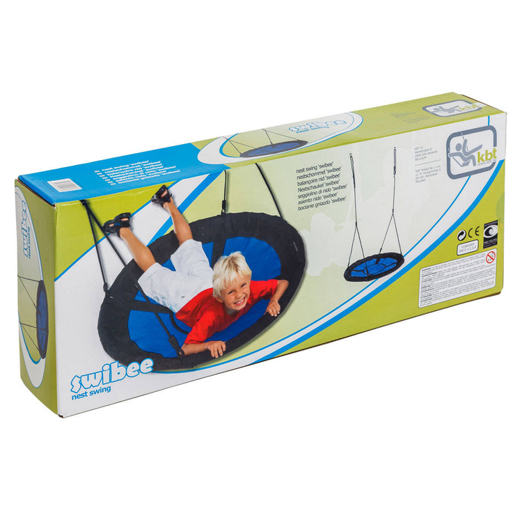 Huśtawka wisząca bocianie gniazdo Ø98 cm - niebiesko-czarna