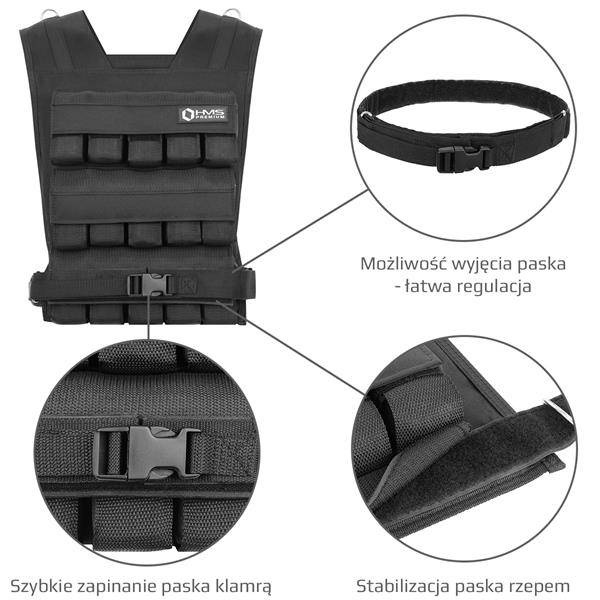 Kamizelka treningowa KTO30 z regulowanym obciążeniem 30 kg - HMS
