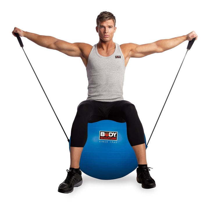 Piłka gimnastyczna Antiburst z gumami fitness BB 001TR 65 cm - Body Sculpture