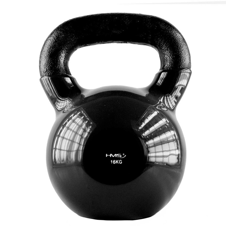 Hantla winylowa żeliwna kettlebell czarna 16 kg - HMS