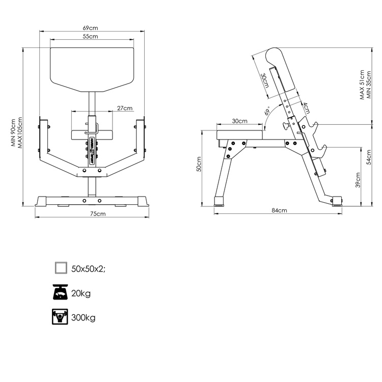 Ławka Scotta (modlitewnik) z regulacją podparcia MS-L107 2.0 - Marbo Sport