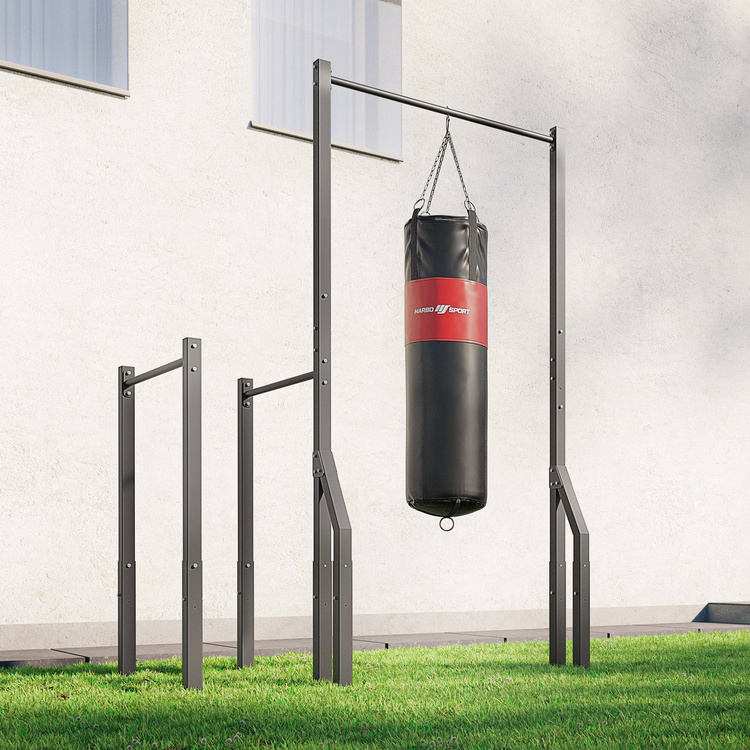 Drążek do podciągania zewnętrzny z uchwytem na worek i długimi poręczami do dipów MO-Z2 - Marbo Sport