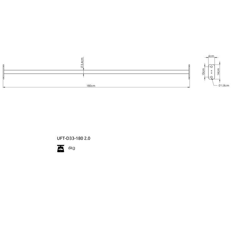 Drążek pojedynczy 33mm 180cm do klatek RIG COMPACT 60x60 - UpForm