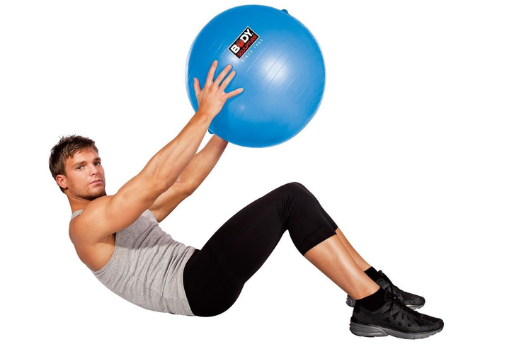 Piłka gimnastyczna Antiburst z gumami fitness BB 001TR 65 cm - Body Sculpture