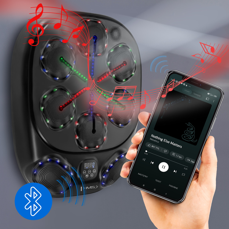 TB10 ELEKTRONICZNA TARCZA BOKSERSKA BLUETOOTH Z MUZYKĄ I RĘKAWICAMI BATERIA 4000MAH HMS