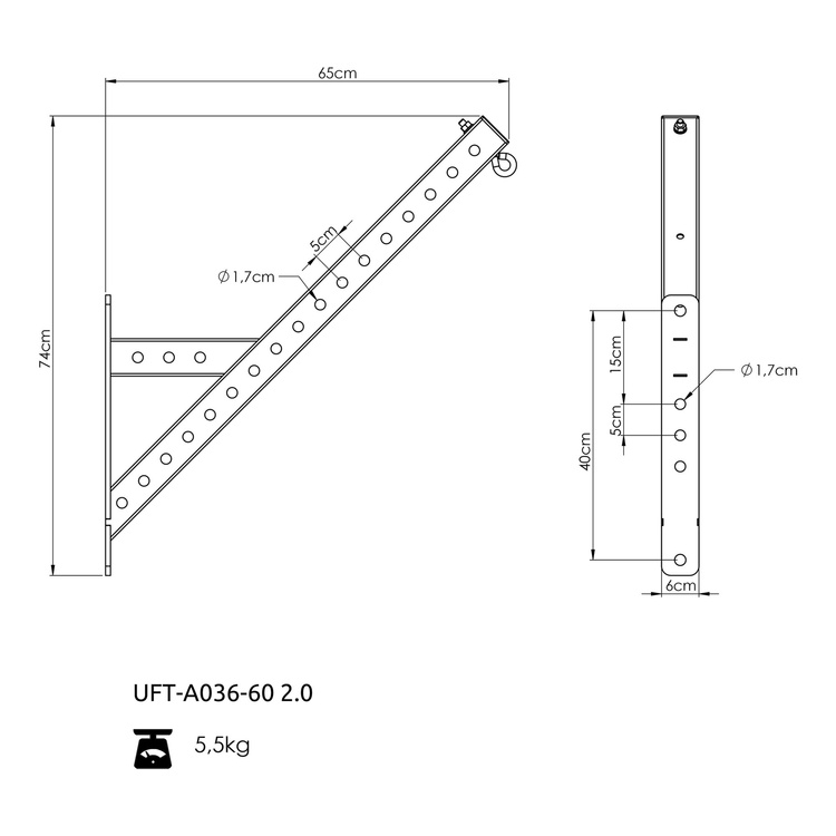 Poprzeczka 45 stopni do klatek RIG COMPACT 60x60 - UpForm