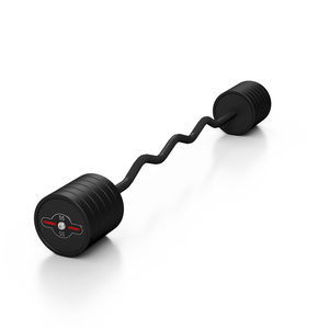 Sztanga gumowana łamana 55 kg czarny mat - Marbo Sport