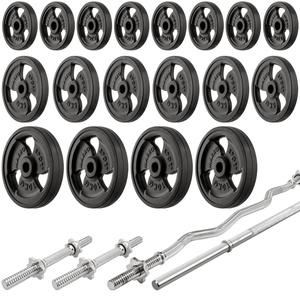 Zestaw MH19_141KG_KIER_G | Ławka regulowana + stojaki regulowane + zestaw gryfów i obciążeń gumowanych - Marbo Sport