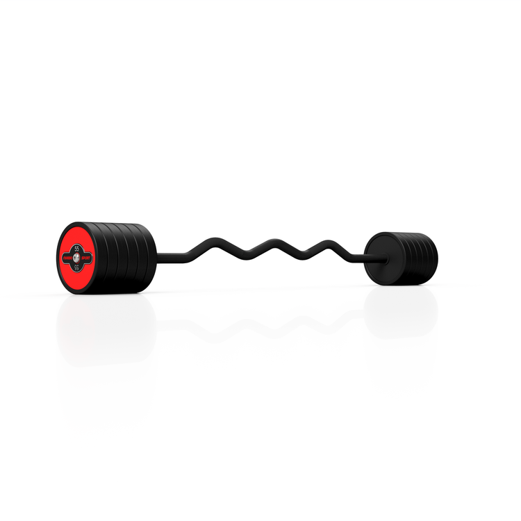 Sztanga gumowana łamana 55 kg czerwony połysk - Marbo Sport