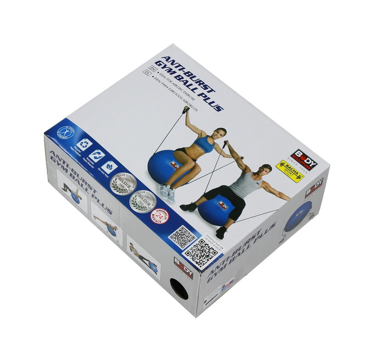 Piłka gimnastyczna Antiburst z gumami fitness BB 001TR 65 cm - Body Sculpture