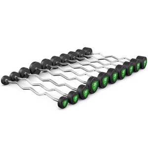 Zestaw sztang łamanych poliuretanowych 10-55 kg (skok co 5 kg) 325 kg ze stojakiem na sztangi UR-S001 – UpForm