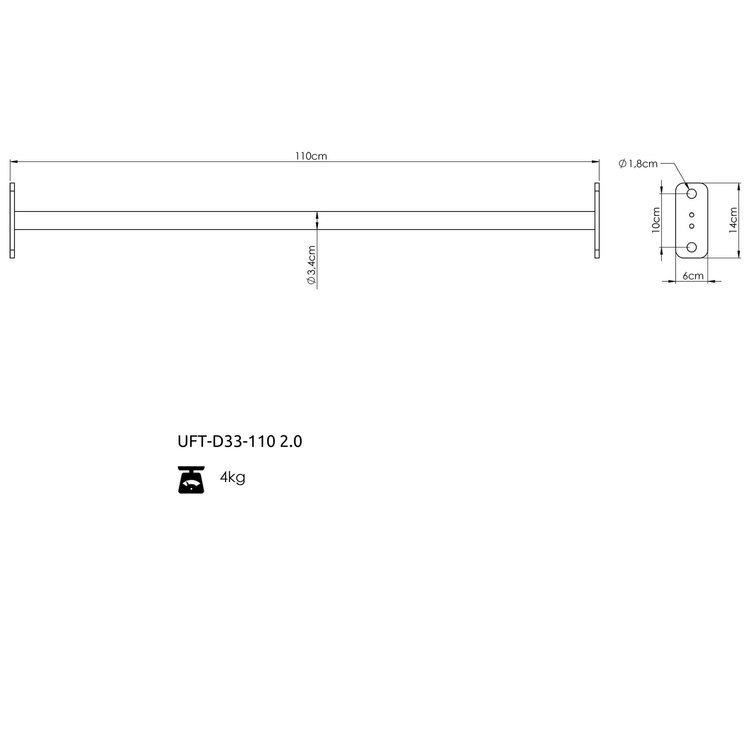 Drążek pojedynczy 33mm 110 cm do klatek RIG PRO 80x80 - UpForm
