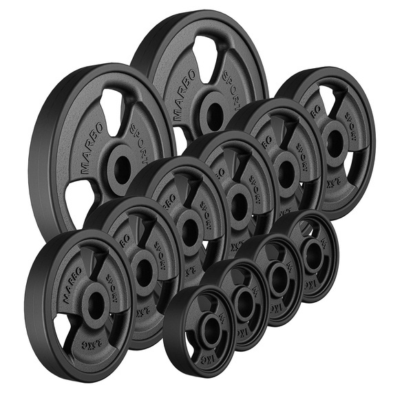 Zestaw obciążeń gumowanych 29 kg / 2 x 5 kg + 6 x 2,5 kg + 4 x 1 kg - Marbo Sport