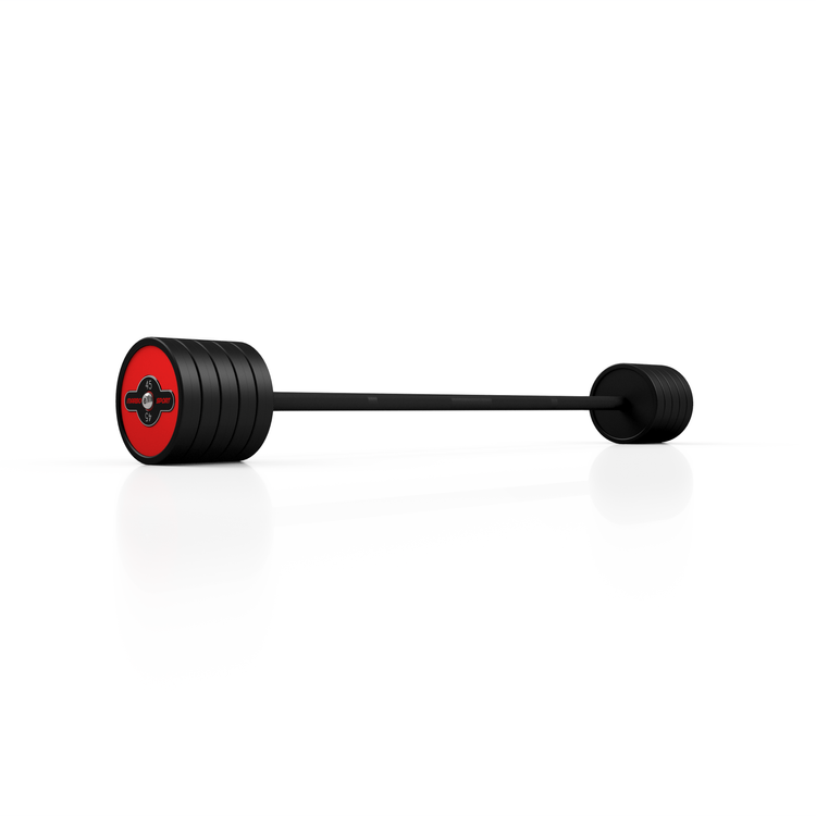 Sztanga gumowana prosta 45 kg czerwony połysk - Marbo Sport