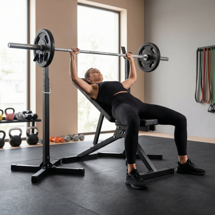Zestaw treningowy SG1 | Ławka do ćwiczeń + Stojaki pod sztangę regulowane - SmartGym Fitness Accessories