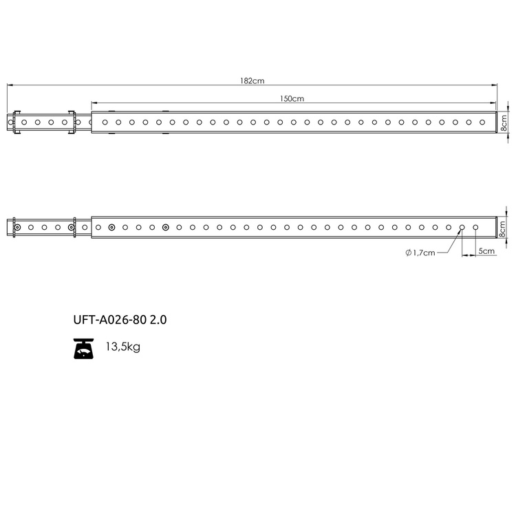 Słup przedłużający 150cm do klatek RIG PRO 80x80 - UpForm