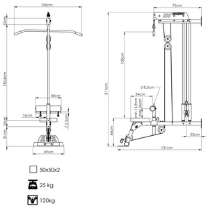 Wyciąg górny i dolny do ściany z siedziskiem i stopami MS-W104 2.0 - Marbo Sport