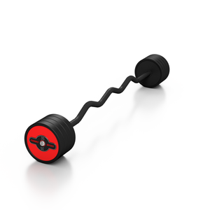 Sztanga gumowana łamana 35 kg czerwony połysk - Marbo Sport