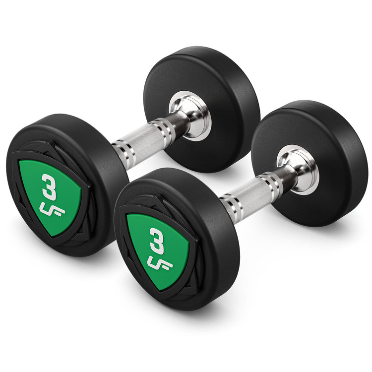 Zestaw hantli stałych poliuretanowych 1-10kg (skok co 1 kg) 110 kg ze stojakiem UR-S005 - UpForm