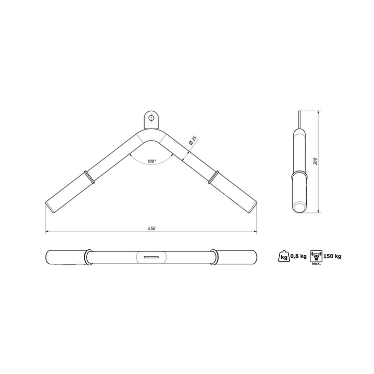 Drążek na dwie ręce do wyciągu MH-C105 - Marbo Sport
