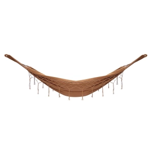 Dwuosobowy hamak ogrodowy z frędzlami w stylu boho brązowy