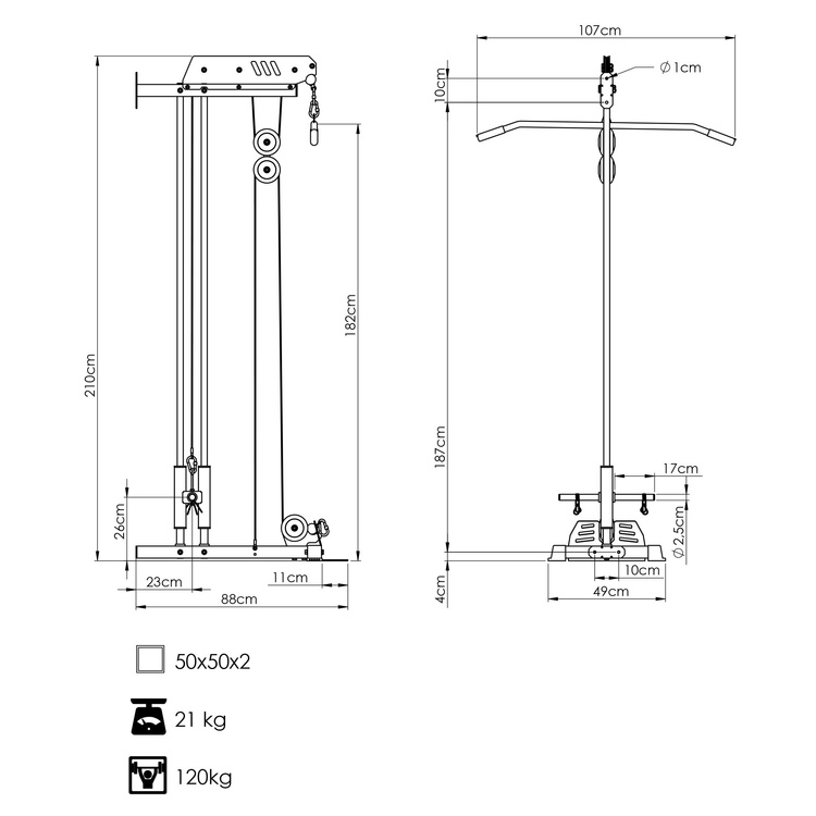 Wyciąg do ściany na 2 prowadnicach MS-W103 2.0 - Marbo Sport