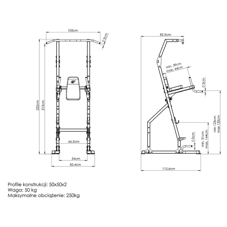 Poręcz stacjonarna z drążkiem do podciągania MS-U110 2.0 - Marbo Sport