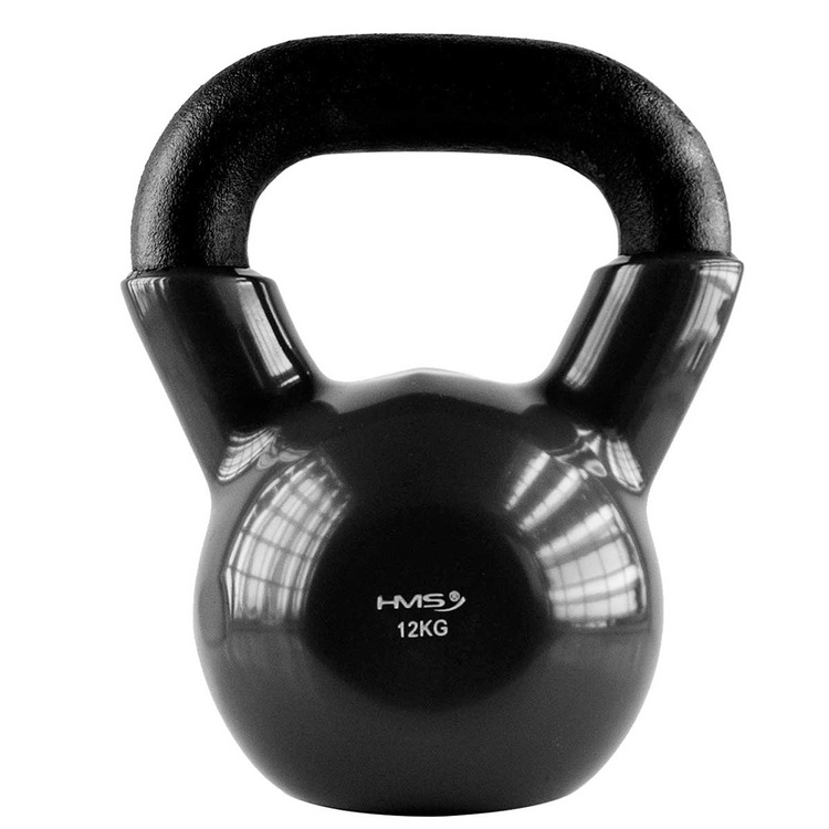 Hantla winylowa żeliwna kettlebell czarna 12 kg - HMS