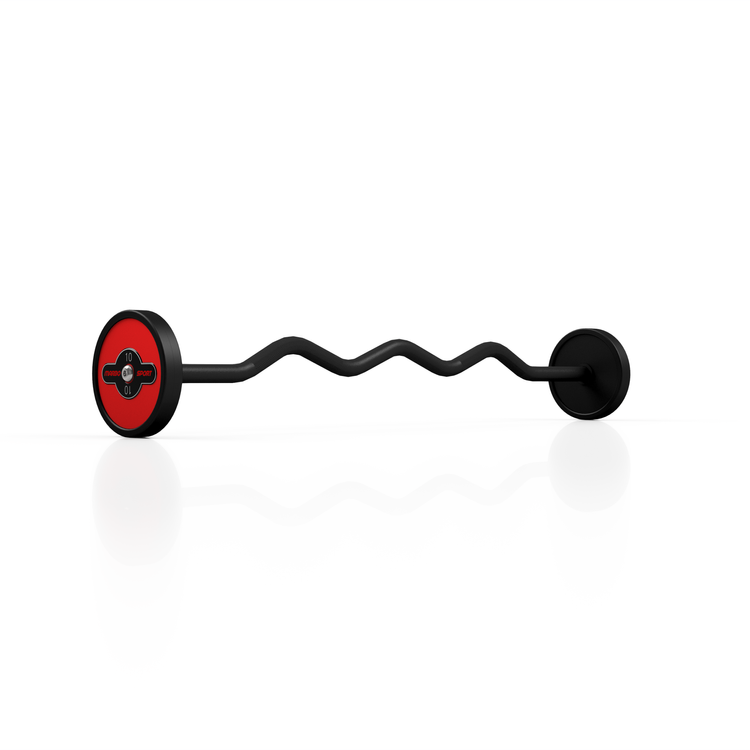 Sztanga gumowana łamana 10 kg czerwony połysk - Marbo Sport