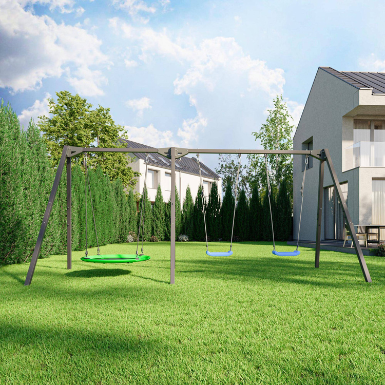 Huśtawka 3-stanowiskowa na łożyskach (stelaż) PREMIUM MO-014 - Marbo Sport