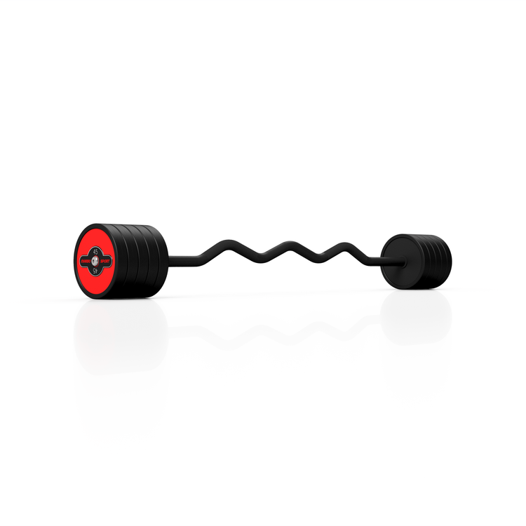 Sztanga gumowana łamana 45 kg czerwony połysk - Marbo Sport