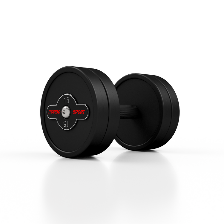 Hantla stalowa gumowana 15 kg czarny mat - Marbo Sport
