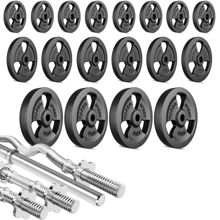 Zestaw gryfów wzmocnionych i obciążeń 113 kg - Marbo Sport