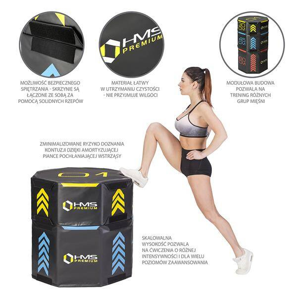 Zestaw skrzynie plyometryczne octagon soft (3 cześci) PYOBS01- HMS