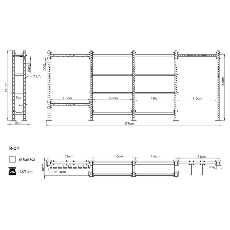 Regał modułowy na akcesoria treningowe COMPACT R-04 - UpForm