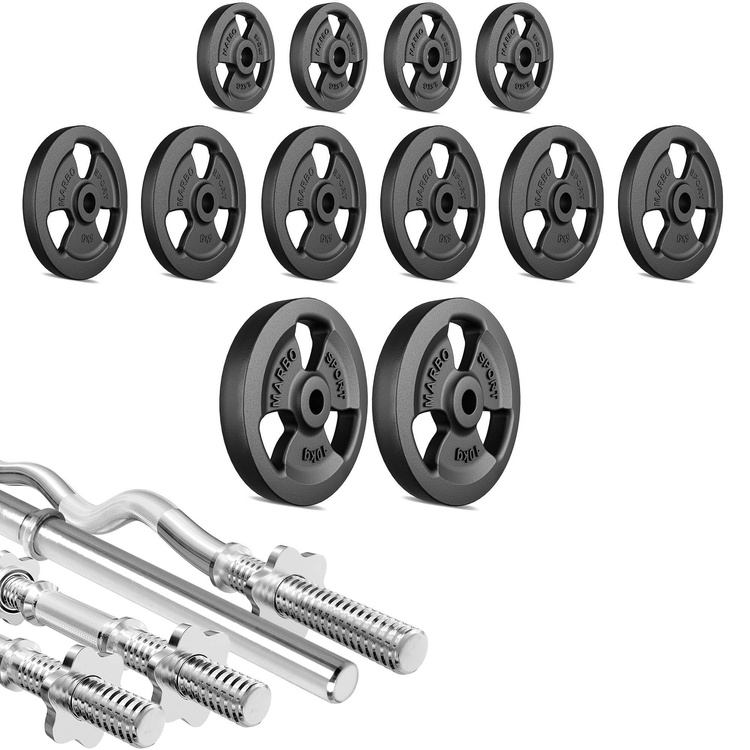 Zestaw gryfów wzmocnionych i obciążeń 83 kg - Marbo Sport