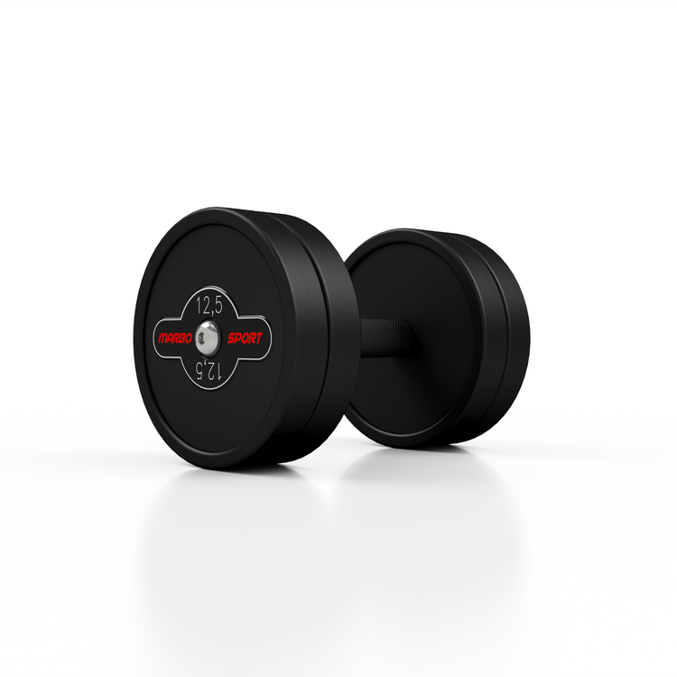 Hantla stalowa gumowana 12,5 kg czarny mat - Marbo Sport
