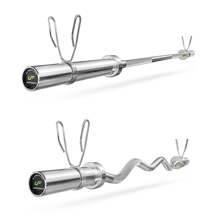 Zestaw 55kg | Gryf olimpijski 180cm + gryf olimpijski lekko łamany 120cm + obciążenia olimpijskie 4x5kg, 2x2,5kg, 4x1,25kg - Marbo Sport