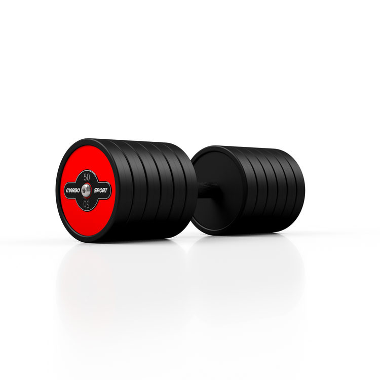 Hantla stalowa gumowana 50 kg czerwony połysk - Marbo Sport